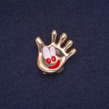 Palm-shaped enamel brooch, gold-tone metal 24×25 mm