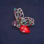 Brooch 'Butterfly in Crystals', Silver-Toned Metal 28x45mm
