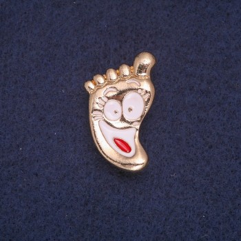 Brooch 'Foot' enamel, gold-tone metal 18x29mm