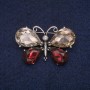 Brooch 'Butterfly' with Champagne and Burgundy Crystals, gray metal 26×41 mm