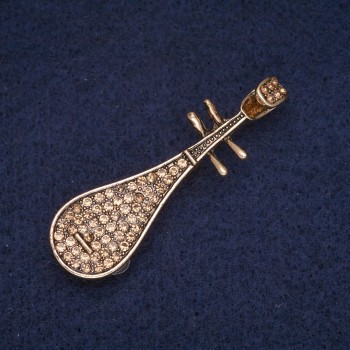 Brooch 'Pipa' with yellow rhinestones, gold-tone metal 15x50mm