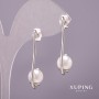 Xuping Mallorca Pearl Earrings, 10×35 mm, Rhodium