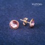 Xuping Stud Earrings with Swarovski Crystals, Lilac Color, 10 mm Diameter, 18K Gold Plating