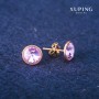 Xuping Stud Earrings with Swarovski Crystals, Lavender Color, 10 mm Diameter, 18K Gold Plating