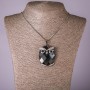 Owl Pendant on Chain with Gray Crystal, 35×52 mm Diameter, 75 cm Length