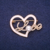 Heart-Shaped Brooch with White Enamel, Crystals and Bead, Gold-Tone Metal 30x41 mm