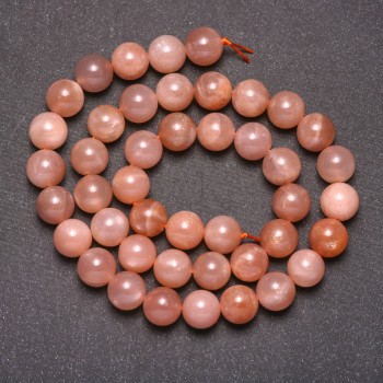 Natural selenite beads, smooth round spheres, 9 mm diameter, 38 cm length
