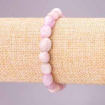 Kunzite Natural Stone Bracelet on Elastic, 8x10 mm diameter, 18 cm length