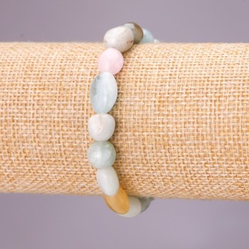 Morganite Bracelet, Natural Stone, Stretch, Faceted Beads, Bead Size 8x10 mm, Circumference 18 cm