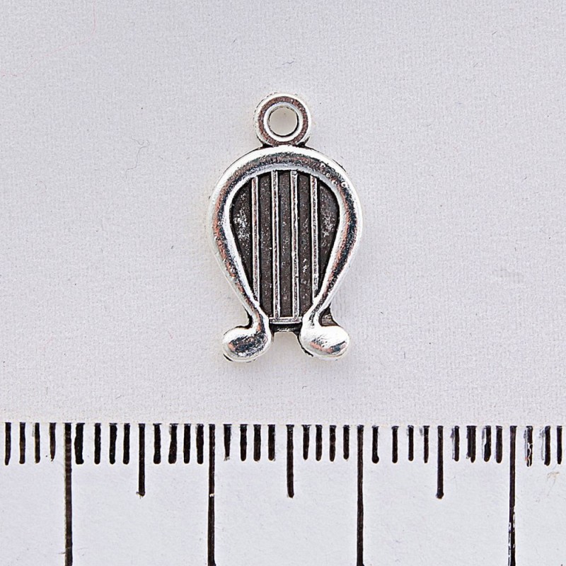 Lyre Pendant Findings, Silver-Colored Metal, 20 mm Size, 20 g ± 21 pcs