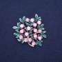 Brooch Twig with Pink Cat's Eye, green enamel, silver-toned metal 51×53 mm