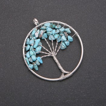 Pendant 'Tree of Happiness' with Turquoise, 50mm diameter