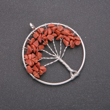 Pendant "Tree of Happiness" Aventurine Golden Sand, diameter 50 mm