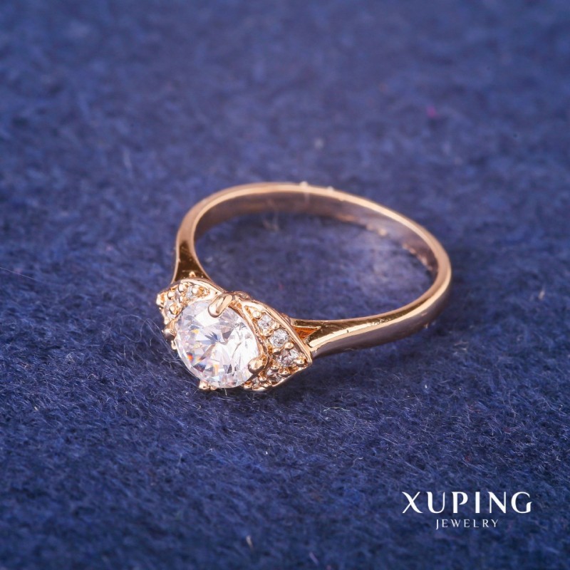 Xuping stud earring with white stone, 18K gold plating, sizes 16, 17