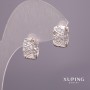 Xuping Rhodium Earrings with White Stones 6x12mm