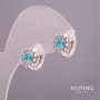 Xuping Earrings with Blue Stones 9x13mm Rhodium