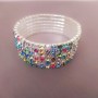 Six-strand stretch bracelet with multicolored rhinestones, summer style, 17 cm circumference