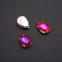 Price per pack / 10 pcs. Teardrop sew-on crystal, 13×18 mm, Raspberry-Orange