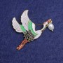 Brooch 'Stork' Enamel 50x33 mm Gold-tone Metal