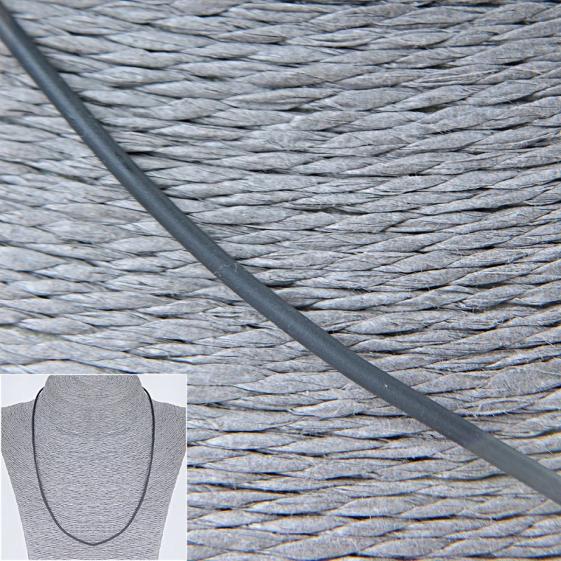 Price per pack / 10 pcs. Gray rubber cord with clasp, diameter 3 mm, length 60-65 cm