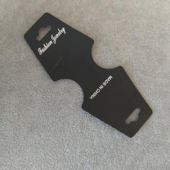 Black jewelry display card 5x12.5 cm plastic 200 pcs / pack