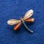 Dragonfly Brooch with Crystals, Silver-Toned Metal 32x43 mm