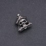 Bead insert, steel-thickness Pandora-style Pirate Skull, 17x22 mm, inner diameter 8 mm, silver metal