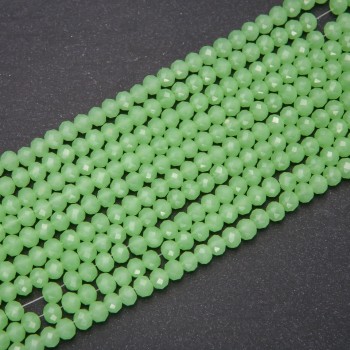 Czech Crystal Beads, Semi-Matte Green Rondelle, 6×4.5 mm Diameter, 38 cm Strand
