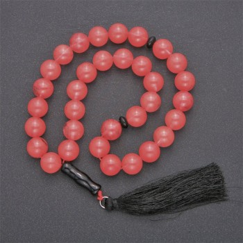 Chalcedony prayer beads with agate inserts, 33 beads, 12mm diameter+