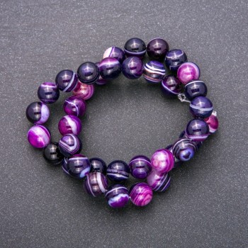 Agate Beads on Thread, Smooth Round Beads, 10 mm Diameter (+/-), 38 cm Length