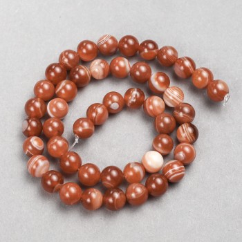 Beads on a thread Orange Agate smooth bead, diameter 8mm + -, length 38cm +