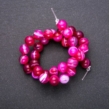 Raspberry Agate Beads on Thread, Smooth Round Beads, 10 mm Diameter (±), 38 cm Length