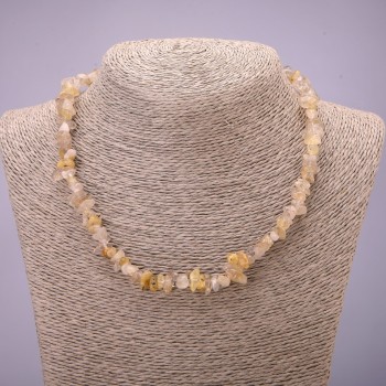 Natural Rutile Quartz Chip Necklace, 7 mm diameter, 45-50 cm length with extender chain