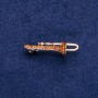 Brooch: Trumpet with Yellow Crystals 15×41mm, Gold-Toned Metal