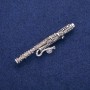 Brooch 'Bassoon' with gray crystals 12×62 mm, silver metal