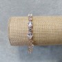 Xuping Bracelet with White Stones, 7mm Thick, Length 17-19 cm, 18K Gold Plating with Additional Link
