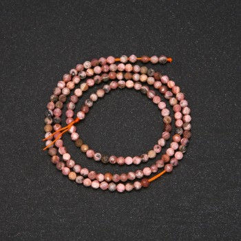 Rhodochrosite beads, faceted round bead, 2 mm diameter, 38 cm strand
