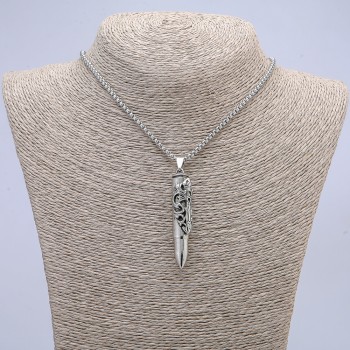 Ball Pendant 13x63 mm on a chain, length 65 cm, silver-colored metal