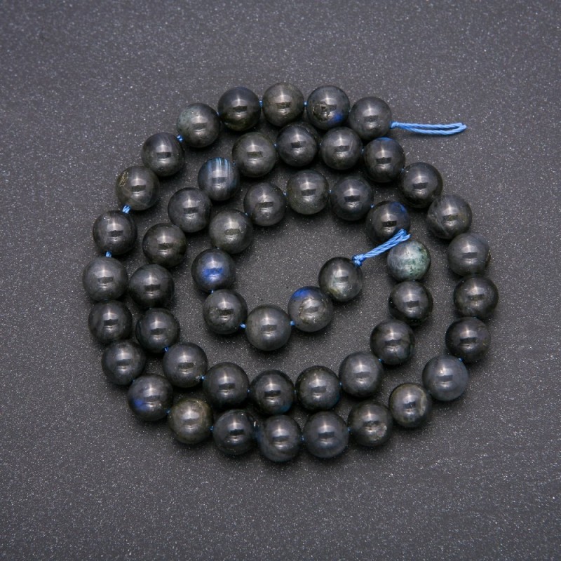 Labradorite natural stone beads, smooth round, diameter 8 mm (+/-), length 38 cm