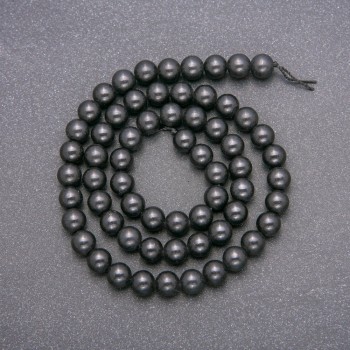 Beads on a thread of natural shungite, smooth round beads, diameter 6 mm + -, length 38 cm