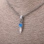 Pendant Sphere with Blue Dragon Eye, 20×50 mm on chain, length 65 cm, silver