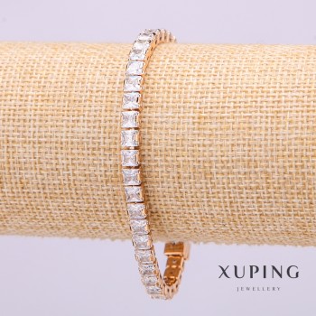 Xuping bracelet with white stones, 5mm thickness, 18 cm length, gold-plated