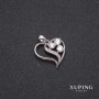 Xuping Heart Pendant with White Stones - Rhodium