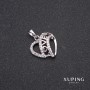 Xuping Heart Pendant with White Stones, Heart-shaped, 17x21mm, Rhodium