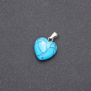 Blue Turquoise Heart Pendant 14×14×23(±)mm