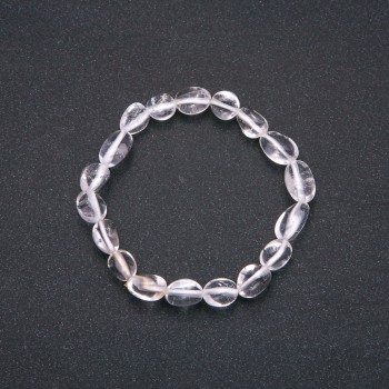 Bracelet made from natural mountain crystal on elastic cord, 9x11 mm (±) size, circumference 18 cm