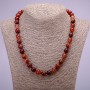 Necklace of natural stone Red Rutile Quartz smooth bead, diameter 10(±)mm, length 45 cm