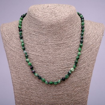 Zoisite Bead Necklace, Natural Zoisite, Smooth Round Beads, 6 mm Diameter (±), 45 cm Length
