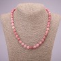 Natural stone Rhodochrosite necklace with smooth beads, diameter 8(±)mm, length 45 cm