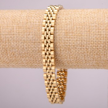 Metal bracelet with a clasp, stainless steel, 10 mm thick, 21 cm long, gold color